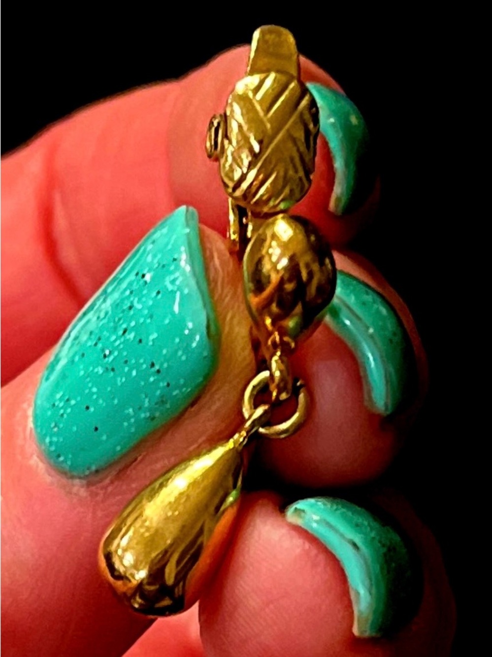 Gold Drop Clip-On Earrings - Elegant Teardrop Design - Picture 3 of 4